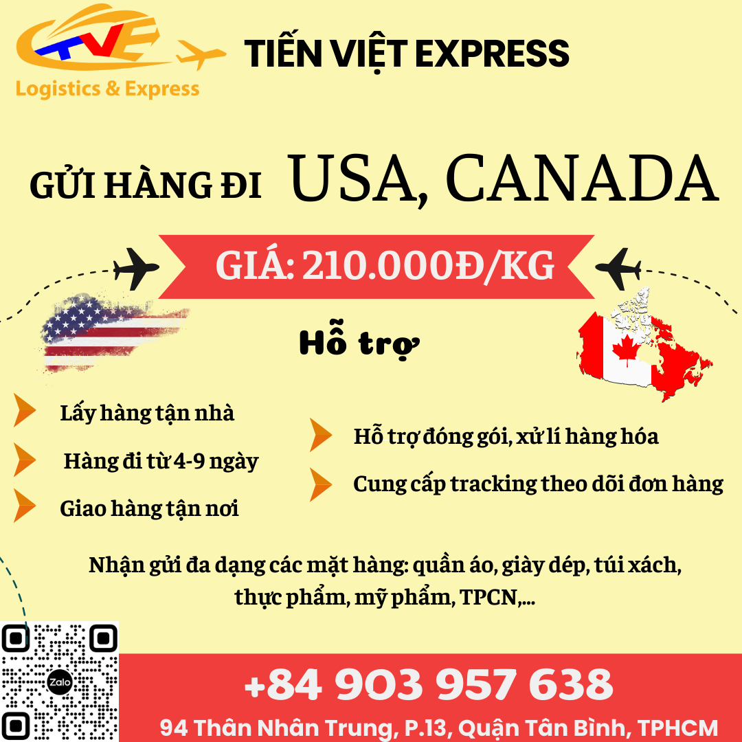 Gửi hàng đi USA, Canada - Tiến Việt Express
